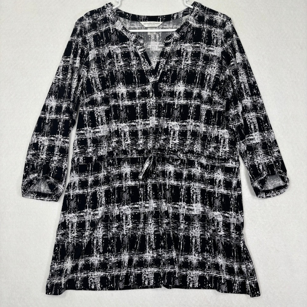 Christopher‎ & Banks Petite Tunic PM Drawstring Waist Stretch Casual Top